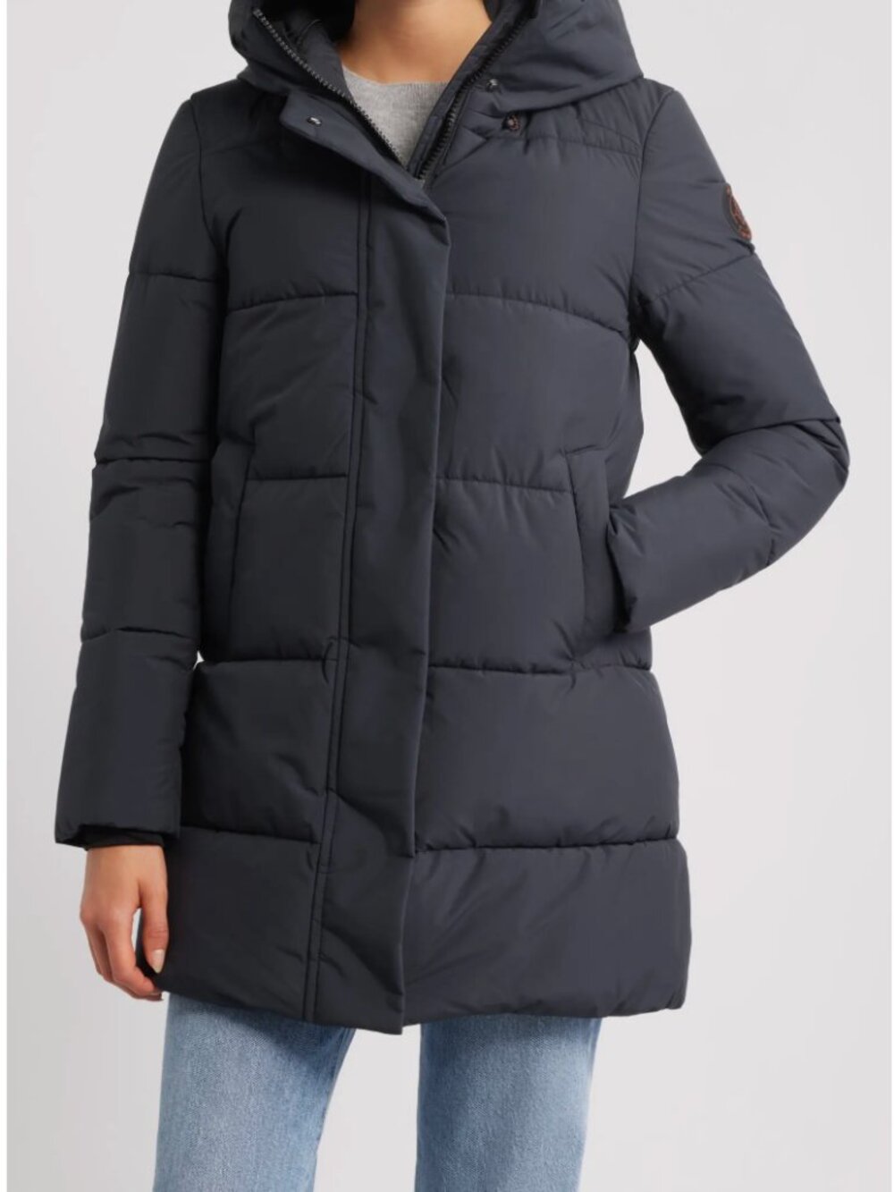 Save The Duck Bethany Waterproof Hooded Quilted Parka Coat Jacket Blue Medium